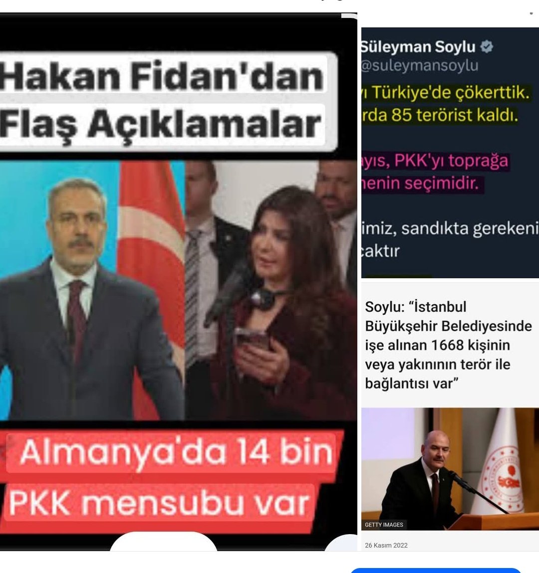 KeremAdim's tweet photo. #Manipülasyon &amp; #Tutarsızlık
#soylu Türkiyede PKK yi çökerttik daglarda sadece 85 terörist kaldı dedikten bir kaç gün sonra yine aynı dokturun kendi tespitiyle sadece İBB' de 1668 'terörist' tespiti yapıldı. Şimdide #Hakan #Fidan sadece Almanya'da 14 Bin Terör örgütü üyesi var https://t.co/oknuYC8H9I