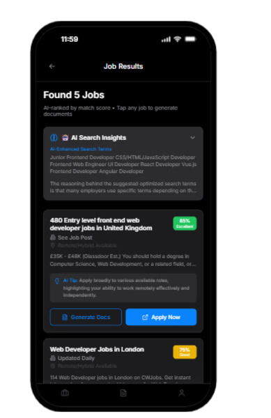bugingoflexon's tweet image. People worry AI will take our jobs, but why not use AI to get one.
Joblify lets you search up to twenty roles at once, ranks the best matches and auto generates a tailored CV and cover letter for every job. Fully filled, no blanks, ready to download.