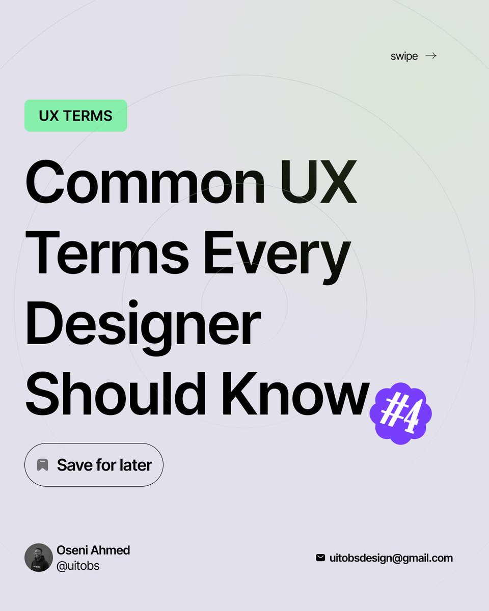 uitobs's tweet image. UX Terms Every Designer Should Know - PART 4

#UIDesign #UXDesign #DesignPractice #ProductDesign #DailyUI #UXTerms #UIUX