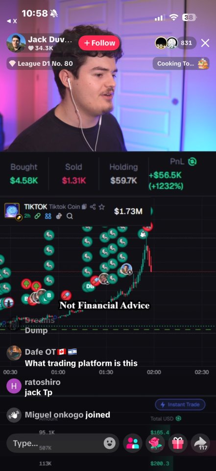 KillzzSol's tweet image. jack duval up 60k on one coin, in less than 2 hours, in one single stream, to 900 viewers.

bro might actually bring in the normies.

love to see it. @jackduvalstocks
