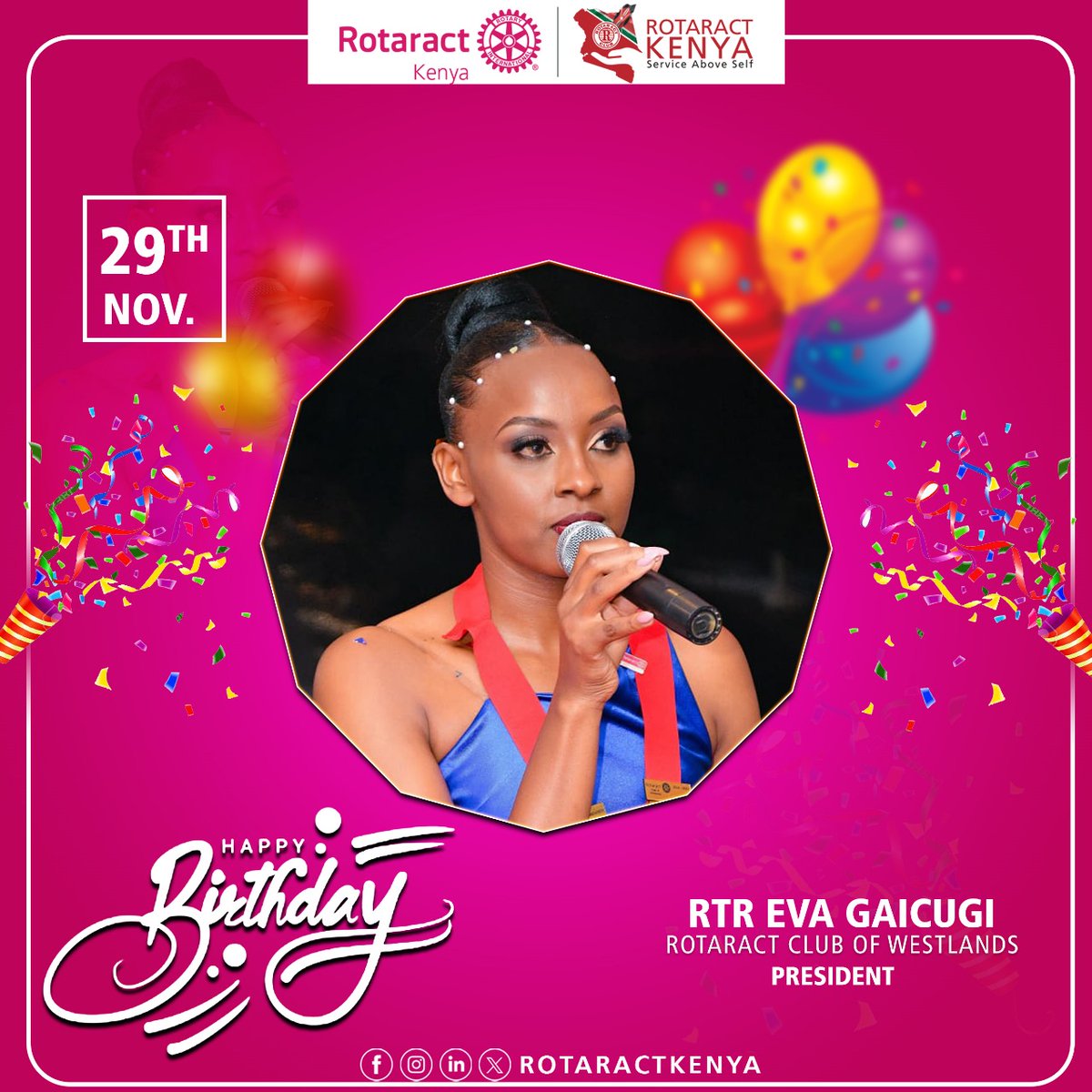rotaract254's tweet photo. Happy Birthday Rtr. Eva Gaicugi, President of RAC Westlands! π Wishing you a day that's as bright and impactful as you are.
#HappyBirthday #UniteForGood #MakeItHappenD9212 #RotaractKenya
#RotaractDistrict9212 tulinde amani #StopIncitementNow thanksgiving Gen Z https://t.co/9boCAf6lzb