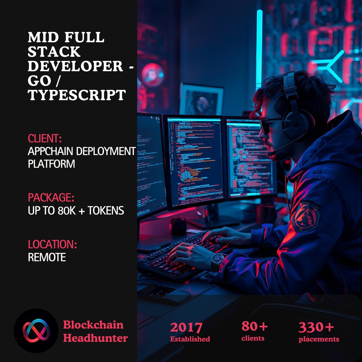 blockchainhh's tweet image. 📣 Position: Mid Full Stack Developer - Go / Typescript - blockchainheadhunter.com/jobs/Full-Stac…
💾 Client: Appchain Deployment Platform
💰 Compensation: Up to 80k + Tokens
🌍 Location: Remote