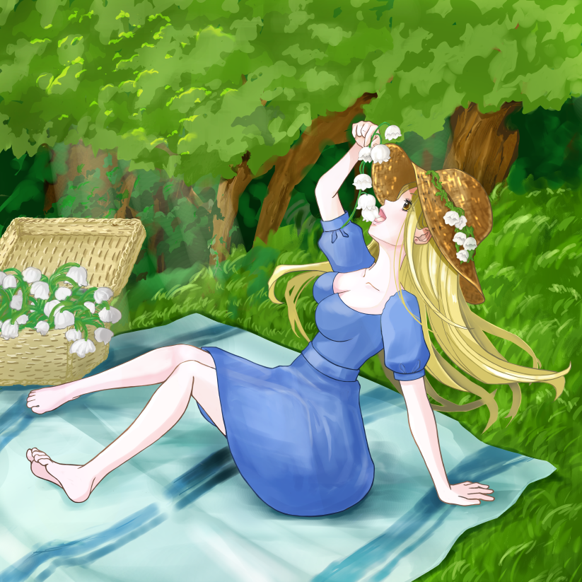 figuremaid's tweet photo. お花食べる子（創作フィクション）描きました

現実ではスズランは有毒植物なので絶対食べちゃダメです！

#イラスト https://t.co/BLaU99QBhS