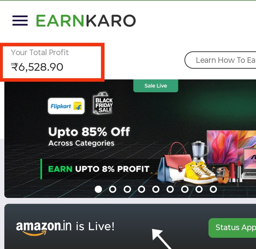 creditcardwalah's tweet photo. 🔥 Joined Earnkaro as an Amazon Affiliate! 💰✨

🔗 Earnkaro 🙌 https://t.co/3p2uovWjWO

Shop anywhere online (like Flipkart)via EarnKaro &amp; get extra cashback 😍 (Amazon upto 10.2%)

I’ve earned ₹6.5k+ just from just shopping 🛒💸

#EarnKaro #Cashback #Ccgeeks #onlineshopping https://t.co/0HHtxmHhjz
