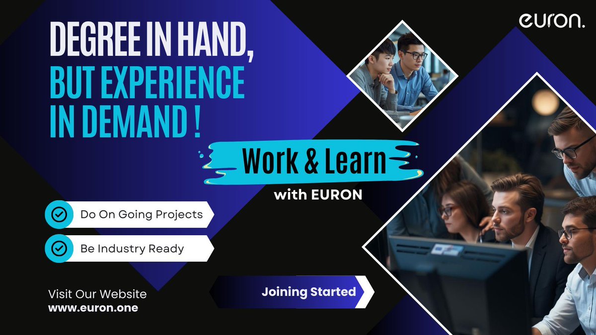 09sudhanshukuma's tweet image. Wait is over!
Navigating the job market can be challenging when having a degree but lacking experience is a common dilemma faced by many graduates. 

Here is the solution: euron.one/work-learn