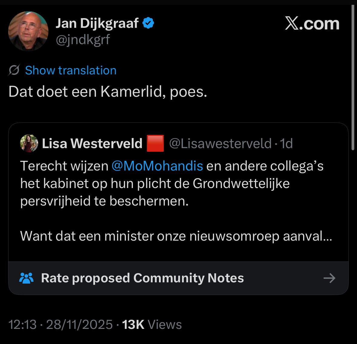 ProNouk's tweet image. Maar misogynie komt door mensen die vluchten van oorlog en geweld hoor, dat komt zeker niet door taalgebruik van oude witte mannen die met hun grote platform vrouwen denigreren. 

Heus niet. 

“Kijk daar! Niets te zien hier…” 

/s