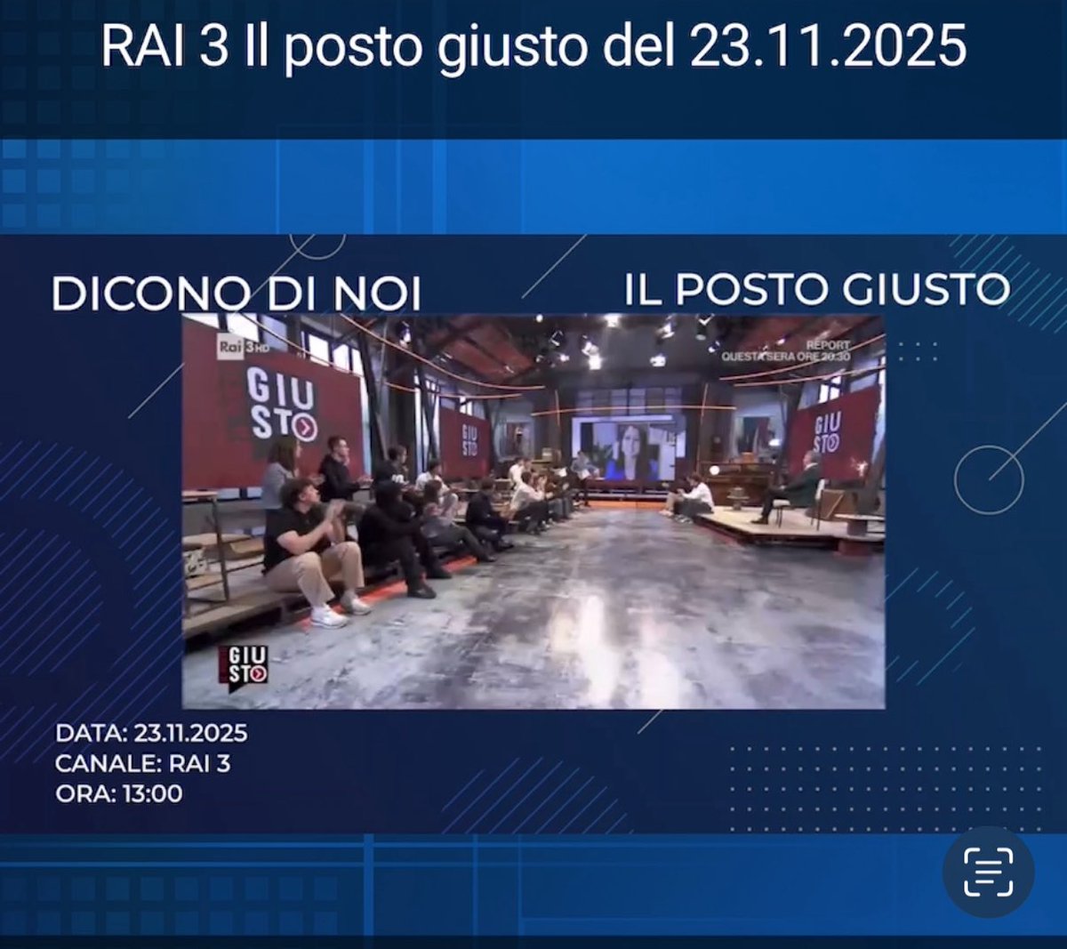 ‼️Ricordo l’appuntamento con Il posto giusto ogni domenica alle ore 13 su Rai3.
📺 La scorsa domenica, nel mio intervento per Fondazione Studi Consulenti del Lavoro, abbiamo parlato di AppLi, il Web coach del Ministero del Lavoro. 
📝Non perdete l’appuntamento di domani!