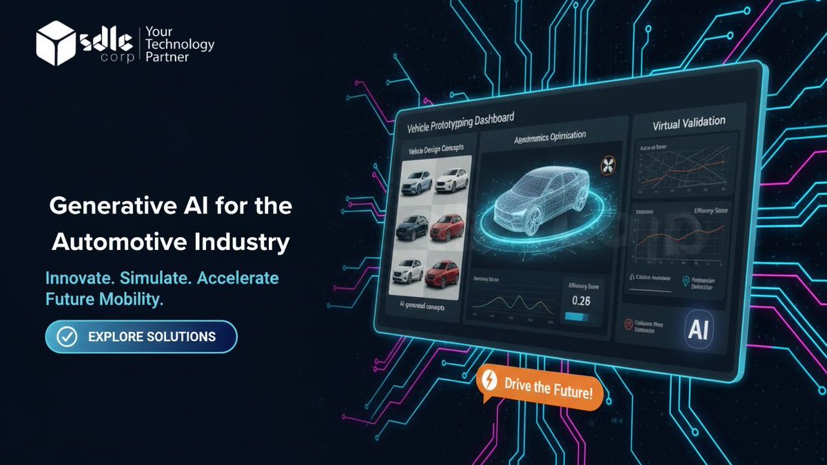 ColinLeede22571's tweet image. Generative AI is transforming the automotive world faster design cycles, smarter ADAS simulations, predictive maintenance, and optimized manufacturing.

This isn’t an upgrade. It’s a new era of mobility.
Full Article-sdlccorp.com/post/generativ…
#GenerativeAI #Automotive #MobilityTech