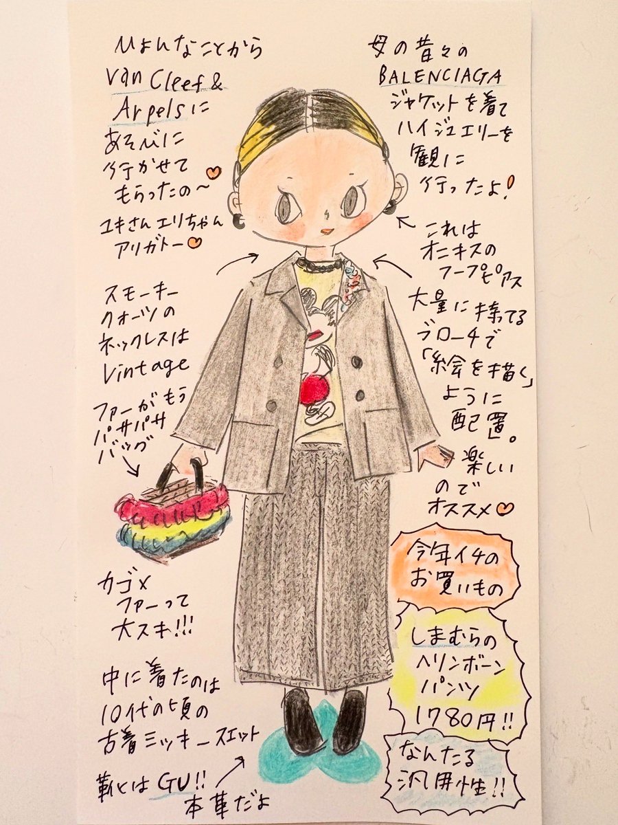 outauni's tweet image. 🍒「Cherry Coke mini」(80)🍒

ほんとはすごく綺麗なセットのパンツがあるんだけど、限界まで痩せてた時もお腹がギリギリかしら？と呑気にしてたら入らなくなりました。よって、この！今季最高の一枚！ 「しまむら」のズボンを合わせたよ🩶 最高だぜしまむら✨

#cherrycoke #outauni #おおたうに