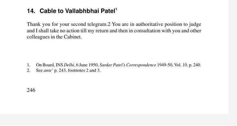 _nehruvian's tweet image. An example of how Decision making happens in Cabinet and about relationship between Jawaharlal Nehru and Sardar  Patel: 

&quot; You are in authoritative position to judge and I shall take no action till my return and then in consultation with you and other colleagues in the Cabinet.&quot;