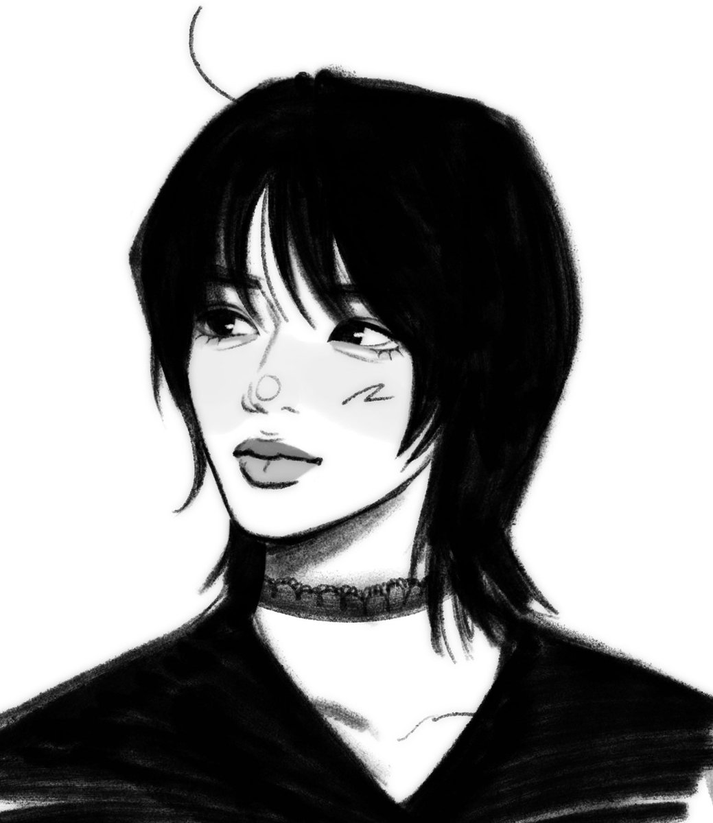Emo Beοmgyu warm up sketch fhfh what piercings would you give him...considering his ears and eyebrows are mostly covered