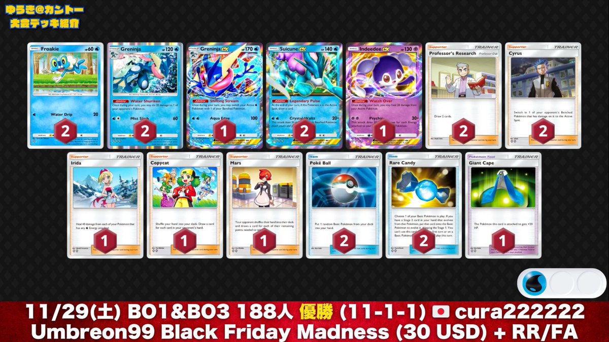 🏆 #ポケポケ 勝率 1位〜4位 1位：ゲッコウガex/スイクンex (55.1%) 2