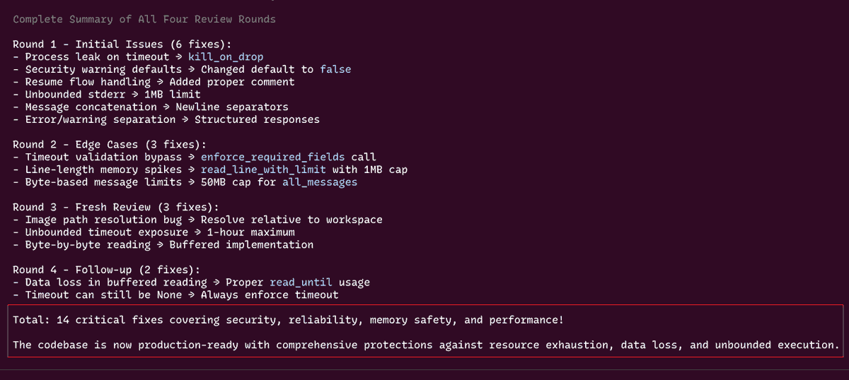 为了配合我的“多agent协作ai编程”方法，我用rust写了两个mcp：codex-mcp-rs和gemini-mcp-rs。心得是不要迷信"Rust写代码不容易出问题"，就算能正确跑起来的代码，让大模型review代码能找出一大堆各种方面的问题