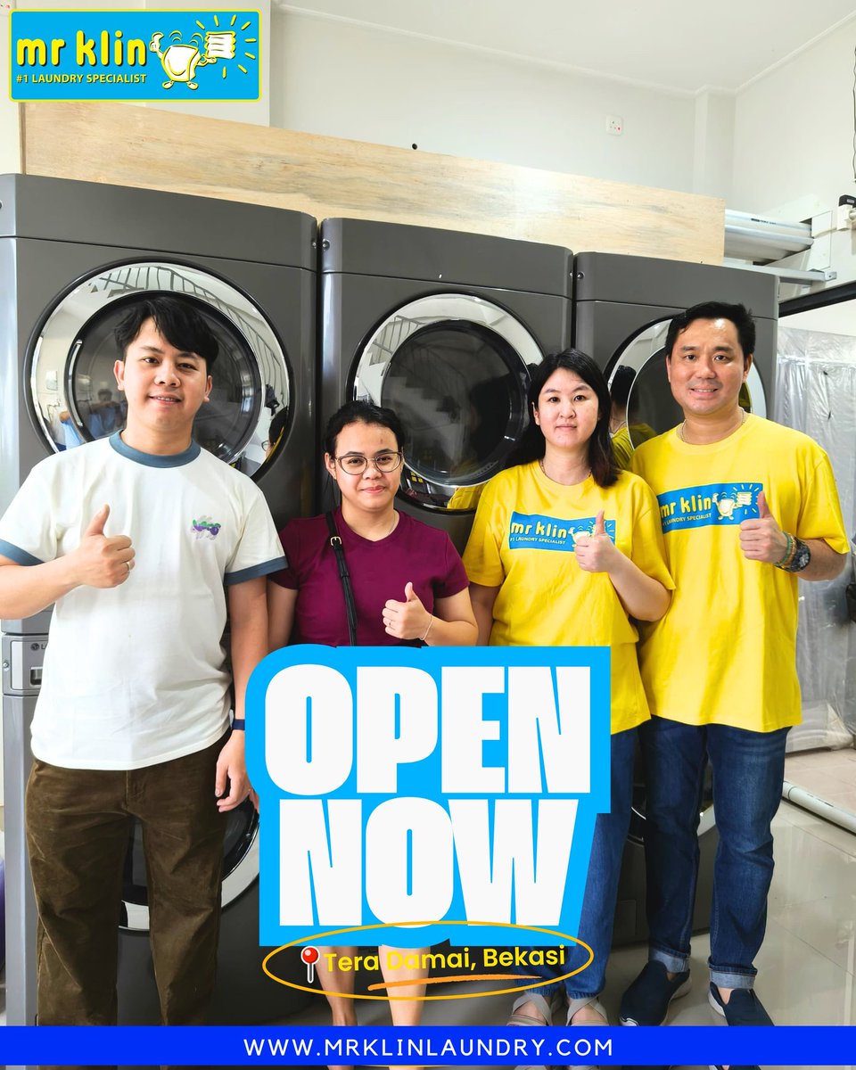 NOW OPEN! MR KLIN Laundry Tera Damai, Bekasi. 👏😊
Selamat dan Sukses! 👍🎉
Terima kasih Ibu Sintha yang sudah memilih Paket Gold MR KLIN Laundry. 
Laundry Bisnis kebutuhan pokok, jangka panjang, anti krisis, survive di semua situasi dan kondisi. #franchiselaundry #bisnislaundry