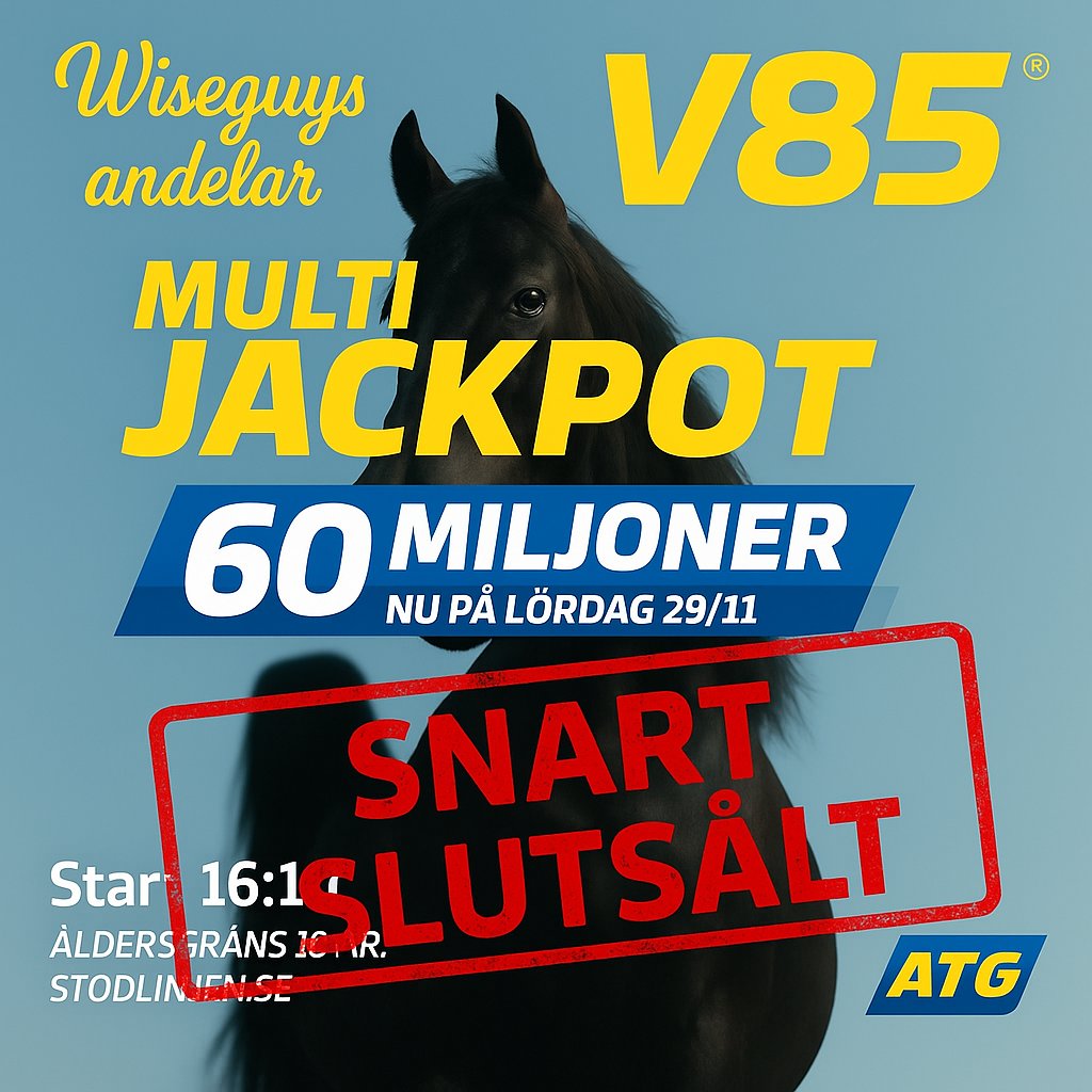 Merparten av mina system till dagens V85 spelas exklusiva och har endast ett fåtal andelar kvar här:

atg.se/succeandelar/s…
