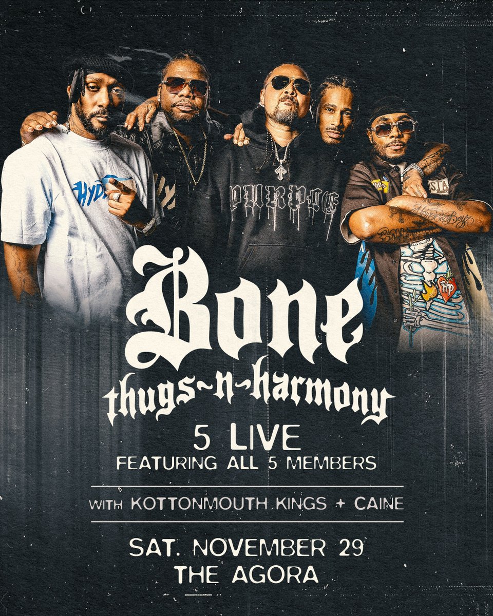 🔥 TONIGHT 🔥

<a href="/RealBoneThugs/">BoneThugsnHarmony</a>
@Kottonmouth
<a href="/Caine216/">CAINE</a>

Doors: 7PM | buff.ly/8ayik1M