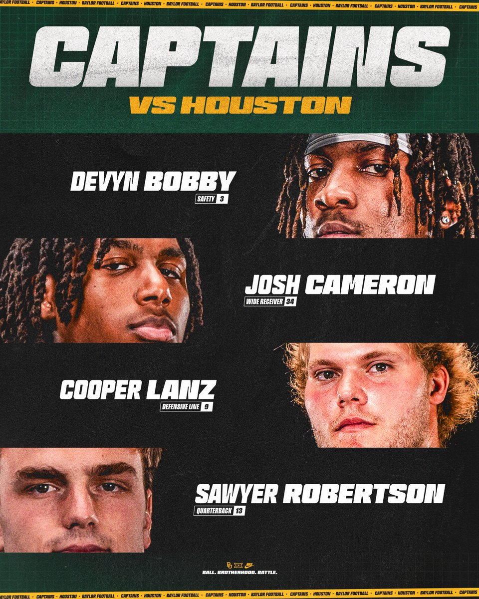 Senior Day Captains

🟩 <a href="/Deev2x/">Devyn Bobby</a> 
🟩 <a href="/Josh_Cameron34/">Josh Cameron</a> 
🟩 <a href="/cooper_lanz/">Cooper Lanz</a> 
🟩 <a href="/SawRobertson12/">Sawyer Robertson ⚡️</a> 

#SicEm