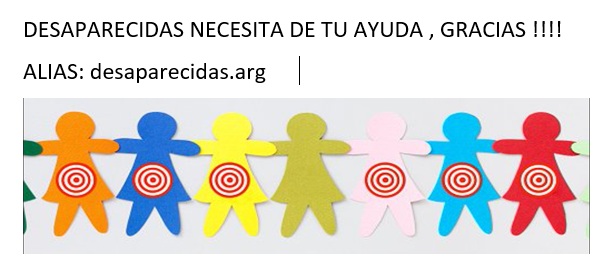 desaparecidaorg's tweet photo. Hola!!!, Si querés colaborar con nuestro trabajo, podés enviarnos una pequeña donación🙏
ALIAS:  desaparecidas.arg

!!! Gracias !!!!❤️ https://t.co/WtIe7aC6J1
