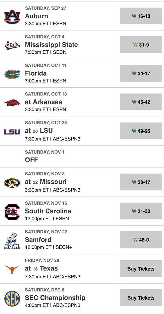 TomOrr4's tweet image. When you hear people telling you how impossibly deep the SEC is this year, this is the entirety of Texas A&amp;amp;M’s conference schedule. 

They’ve played more teams that fired their coach midseason (4) than ones that will make a bowl (3).