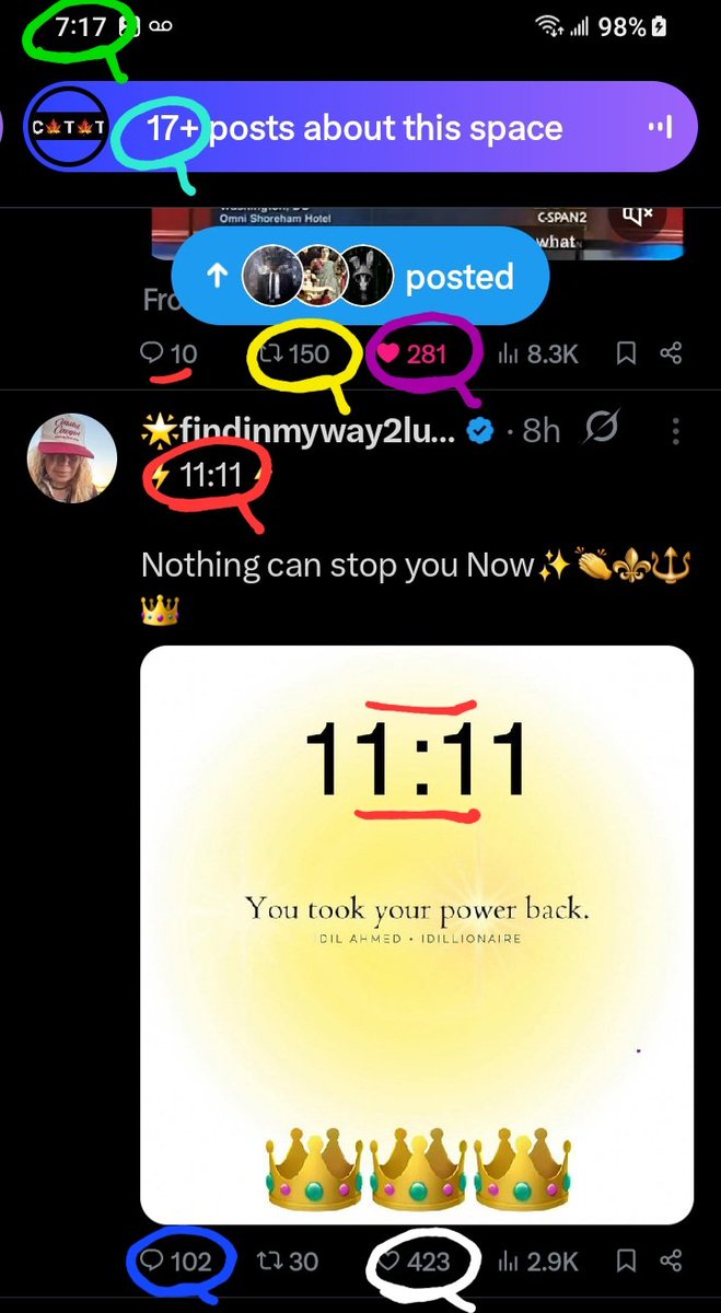 DeanDavis33's tweet image. 1️⃣5️⃣0️⃣ #OneFifty 
9️⃣🐇1️⃣ #NineOnes 
#WhatAreTheOdds 🪽
🐸1️⃣7️⃣ #Seventeen 
1️⃣0️⃣2️⃣ #OneZeroTwo 
2️⃣8️⃣1️⃣ #TwoEightOne 
4️⃣2️⃣3️⃣ #FourTwoThree 
7️⃣1️⃣7️⃣ #SevenSeventeen