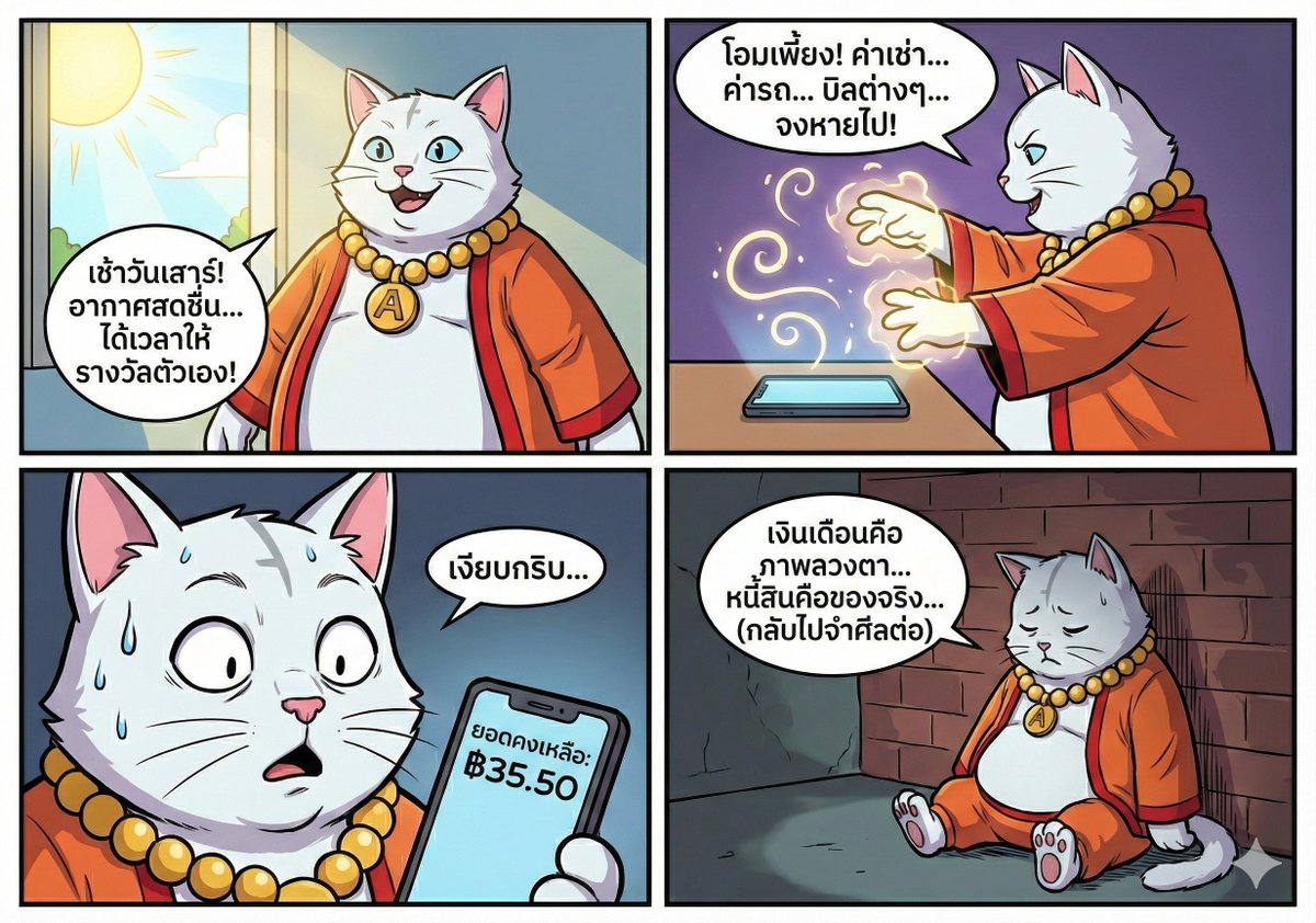 astronekoth's tweet image. กลเม็ดมายาที่แท้จริงของโลก ไม่ใช่เสกช้างให้หายวับ… แต่คือเสกเงินเดือนให้กลายเป็นเศษเหรียญใน 3 วินาที! นี่แหละพรสวรรค์ลับของข้า เหมียว~ #Astroneko