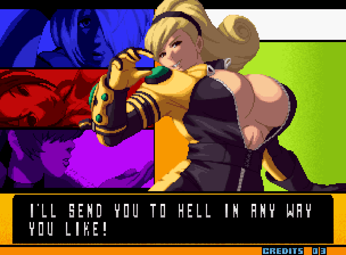 NintenCano's tweet photo. #Angel #MaiShiranui #Shermie #LienNeville #γ’γ³γγ« #δΈη₯η«θ #γ·γ§γ«γγΌ #γͺγ’γ³γ»γγ΄γ£γ« #KOF
Pixel art creado por @NakamangaHikari
Lien Neville, en la pantalla de ganador del The King of Fighters 2001
Equipo de bellas mujeres π₯° https://t.co/OlAfbYW3xI