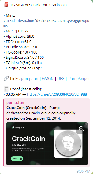 Pumpsniper_sol's tweet photo. CrackCoin 24K mc for now
Pumpsniper called at 13K
7uT3RkjdVSoXhUmfdYSkPYK467Ru7m1Q3rGgQmYwpump https://t.co/gPea1vkrrs