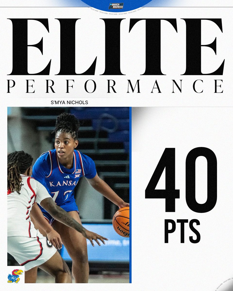 A CAREER NIGHT FOR THIS BALLER‼️<a href="/SmyaKNichols/">Smya K Nichols</a>

#NCAAWBB x <a href="/KUWBball/">Kansas Women's Basketball</a>