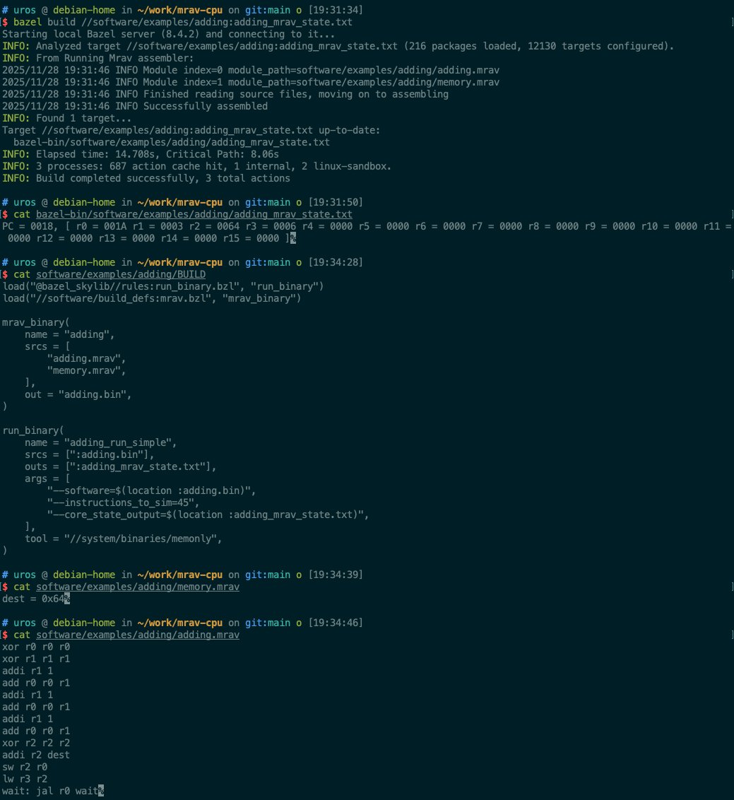 I applied the lessons I learned at Google about high-velocity automation to a personal challenge: building a custom CPU core from scratch as a proof of concept.

But silicon is nothing without software. To make my CPU (Mrav) useful, I needed an assembler to turn text into binary.