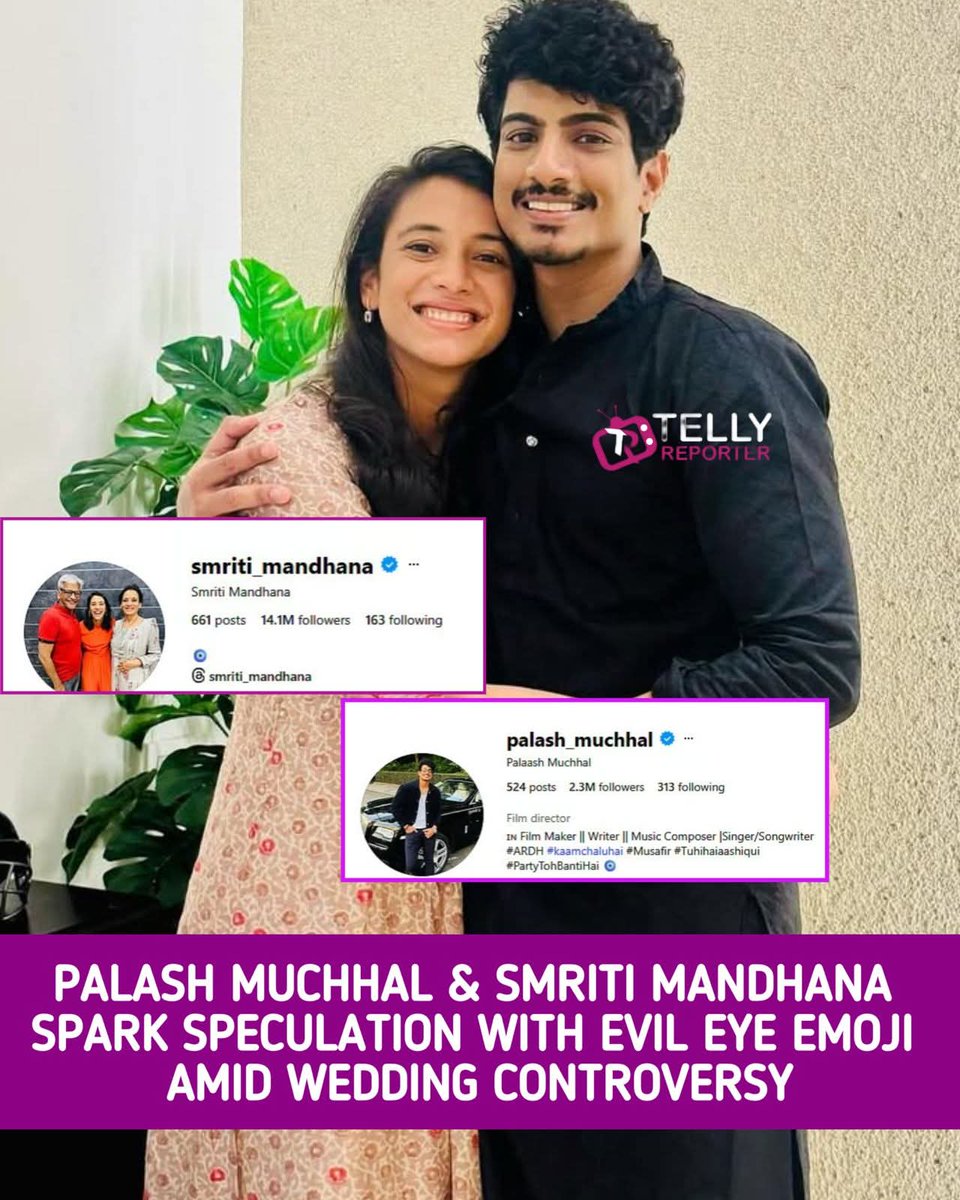 anonymous_9784's tweet image. Palash Muchhal &amp;amp; Smriti Mandhana Spark Instagram Buzz with Evil Eye Emoji Amid Wedding Controversy

#PalashMuchhal #SmritiMandhana #WeddingControversy #BollywoodNews #CricketLover