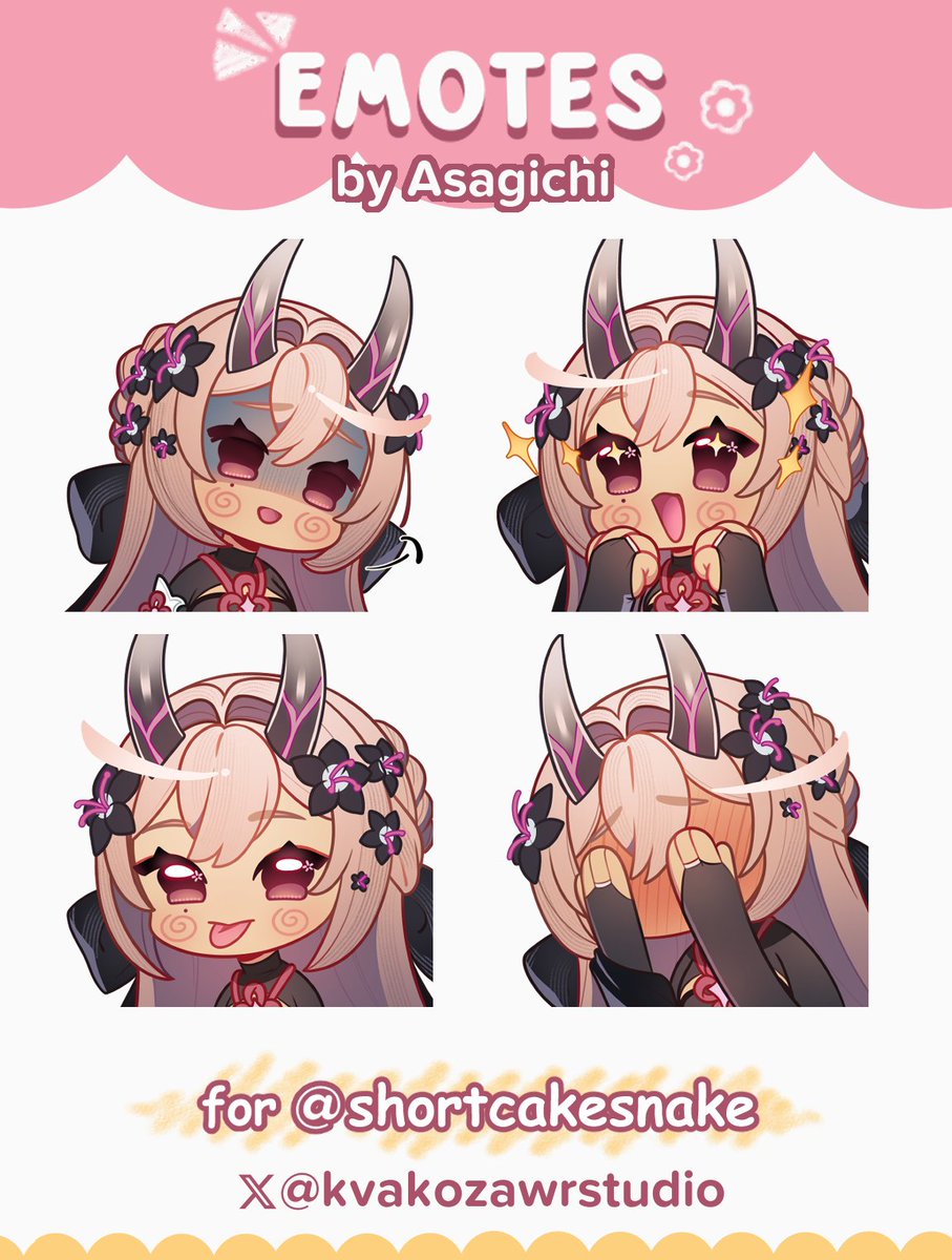 Simple emotes completed~! Thank you for trusting us! 

$7 each, DM if interested! 

🎨: Asagichi