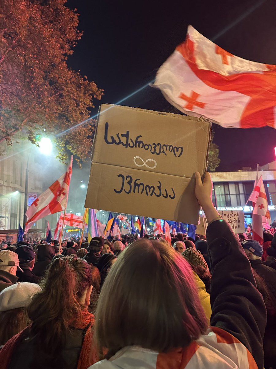 eka_tabata's tweet image. 🇬🇪 One year of protest.
One year of fighting for a European future.
We choose democracy. We choose Europe.
#Georgia #EU #Protest #OneYear

Georgia is Europe, forever!