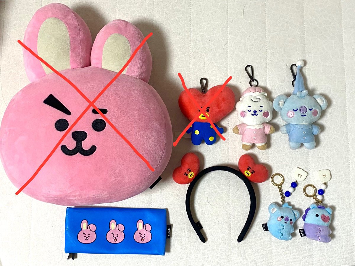 Bt21 캐릭터 인형 키링 머리띠 등 
굿즈 판매합니다! 
방탄소년단 인형 방탄 bts 뷔 정국 알엠 남준 진 석진 호석 제이홉 v rm jin jhope jk 

제시부탁드려요! 개별 가능

Please present it to me!🙂

SELL

일괄 1.5
All 1.5

DM💜