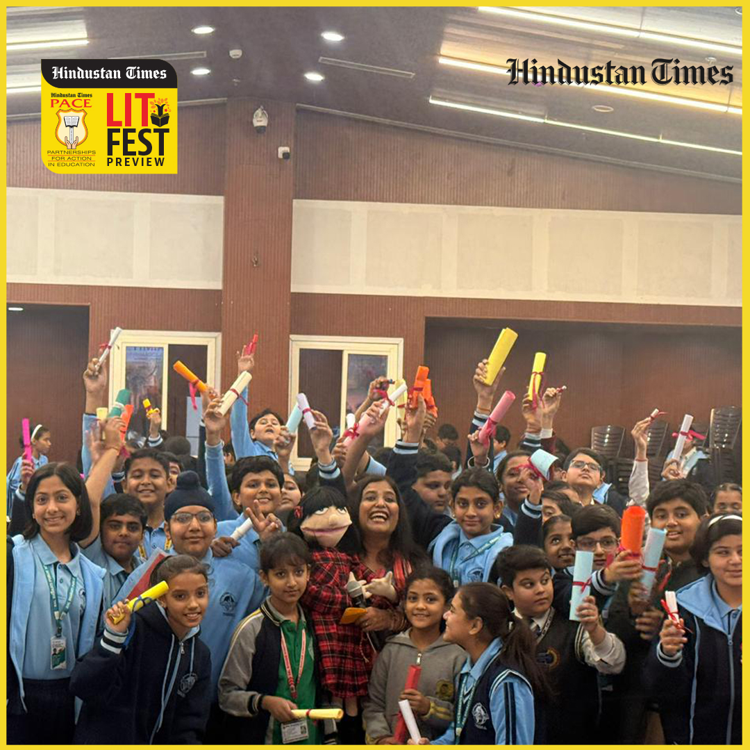 htTweets's tweet photo. The #HTLitFestPreview at Bal Bharati Public School, Dwarka brought an inspiring storytelling experience to students! The session was led by Seema Wahi Mukherjee - an acclaimed international storytelling coach, puppeteer, and education consultant- who brought stories to life through expressive narration and puppetry.

The story Wisdom Seller, an adaptation of a Gujarati folktale, ended with students creating their own Wisdom Scrolls, exchanging them, and celebrating the value of wisdom.

Students left inspired, more expressive, and excited about creative learning. 

#HTLitFest #HTLitFestPreview #Storytelling #HTPACE

@htschooltweets @seema_wm