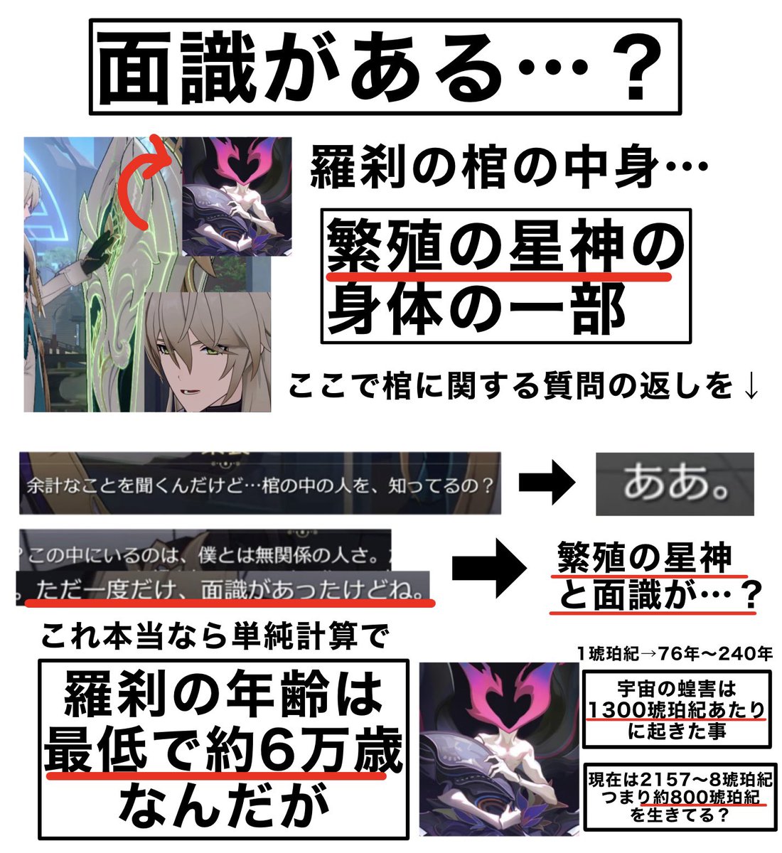 【本当なら羅刹ヤバすぎて草】

これ羅刹が繁殖の星神と面識が
あったなら、年齢凄い事になって草