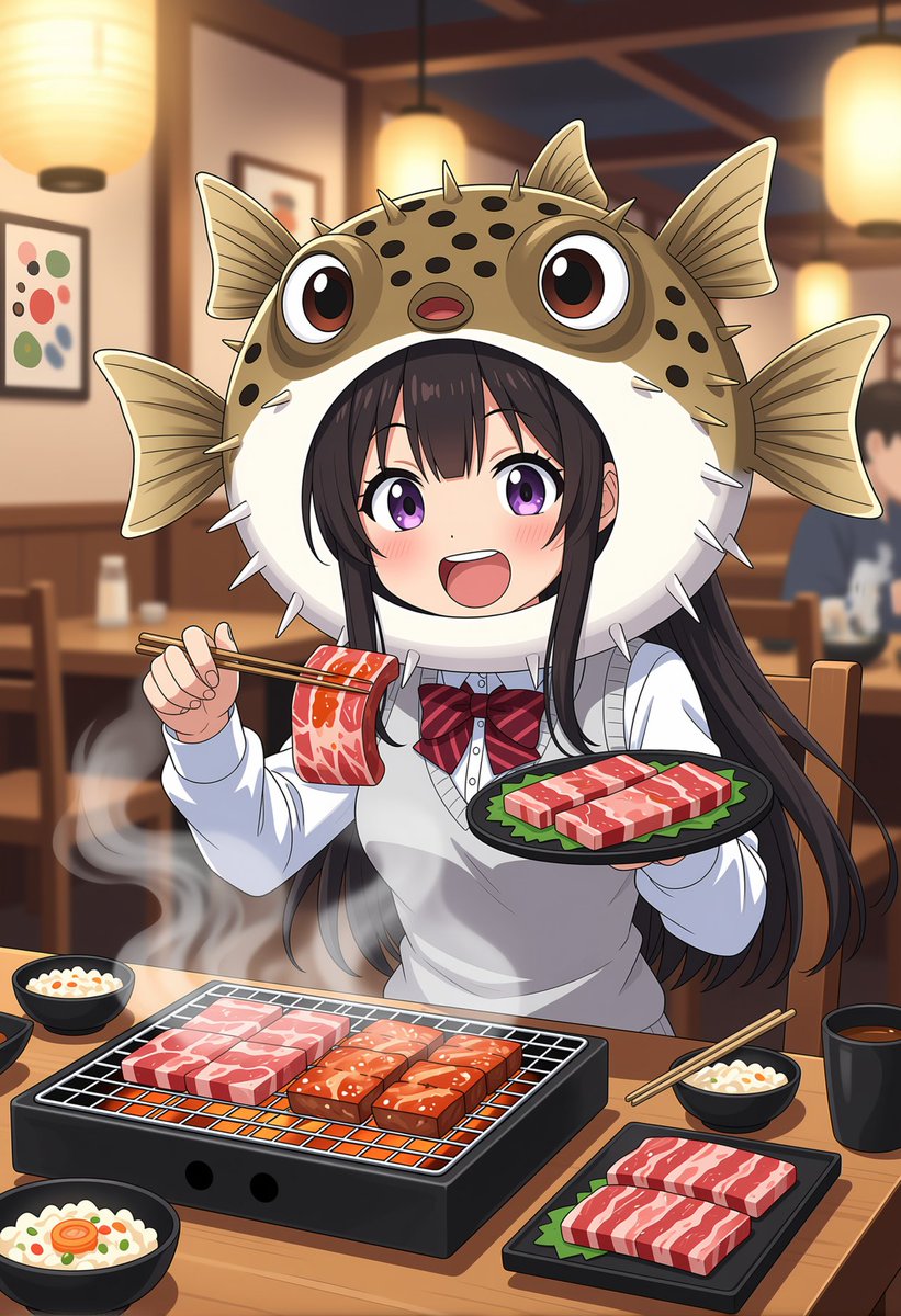 yukyu_haruka's tweet image. 11月29日は「いいフグの日」🐡

去年はフグを生成しただけでした💦

扱いに困る素材はとりあえず
被り物つけたらいいんじゃないかな😂

#AIart #AIイラスト #今日は何の日