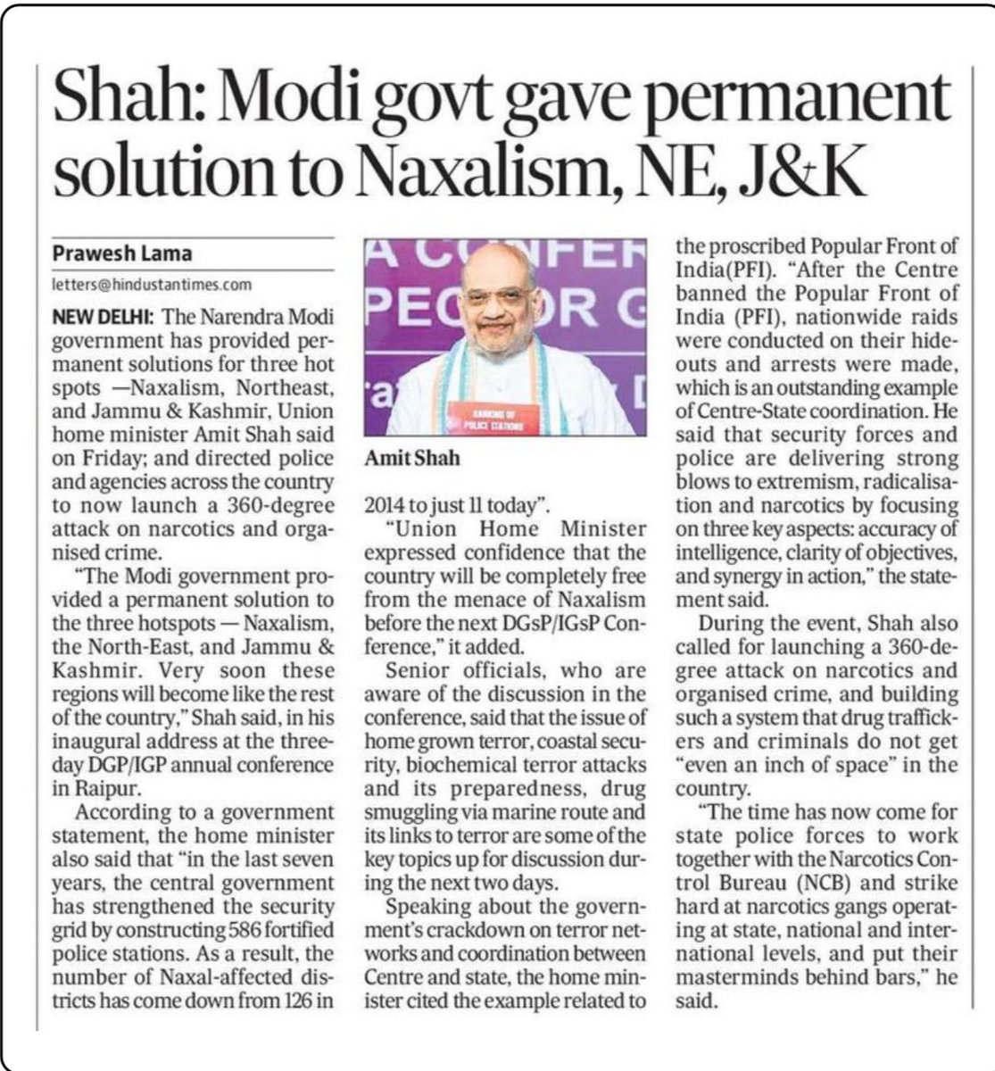 AmitShahOffice's tweet image. UHM Shri @AmitShah Ji : Modi got gave permanent solution to Naxalism, NE, J&amp;amp;K