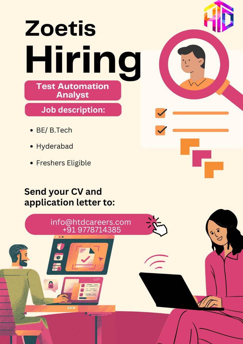 HtdCareers's tweet image. Zoetis is hiring Test Automation Analysts! 🧪💻

#ZoetisHiring #TestAutomationAnalyst #AutomationTesting #HyderabadJobs #FreshersEligible #TechCareers #HTDCareers #EngineeringJobs #BTechJobs #BEJobs #HiringNow