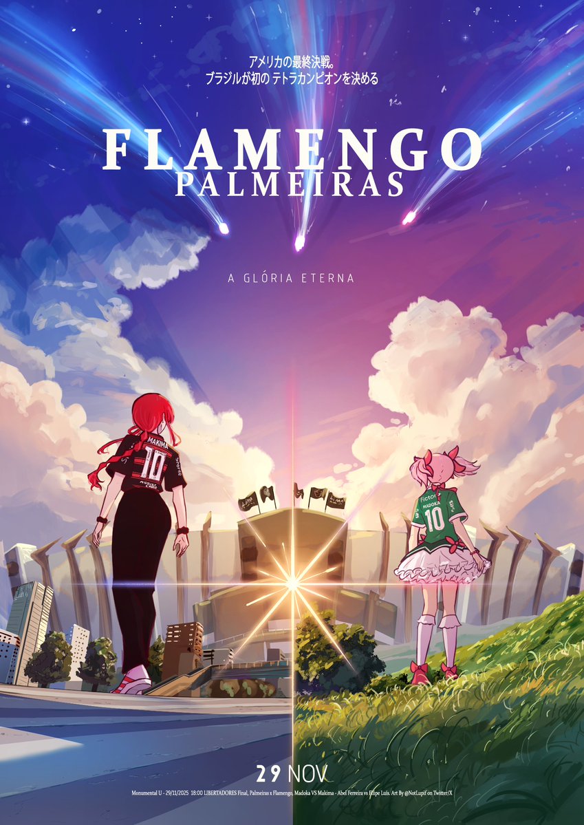 NotLupif's tweet image. Libertadores 2025, Final
Makima VS Madoka

#Flamengo 
#Libertadores 
#FLAxPAL