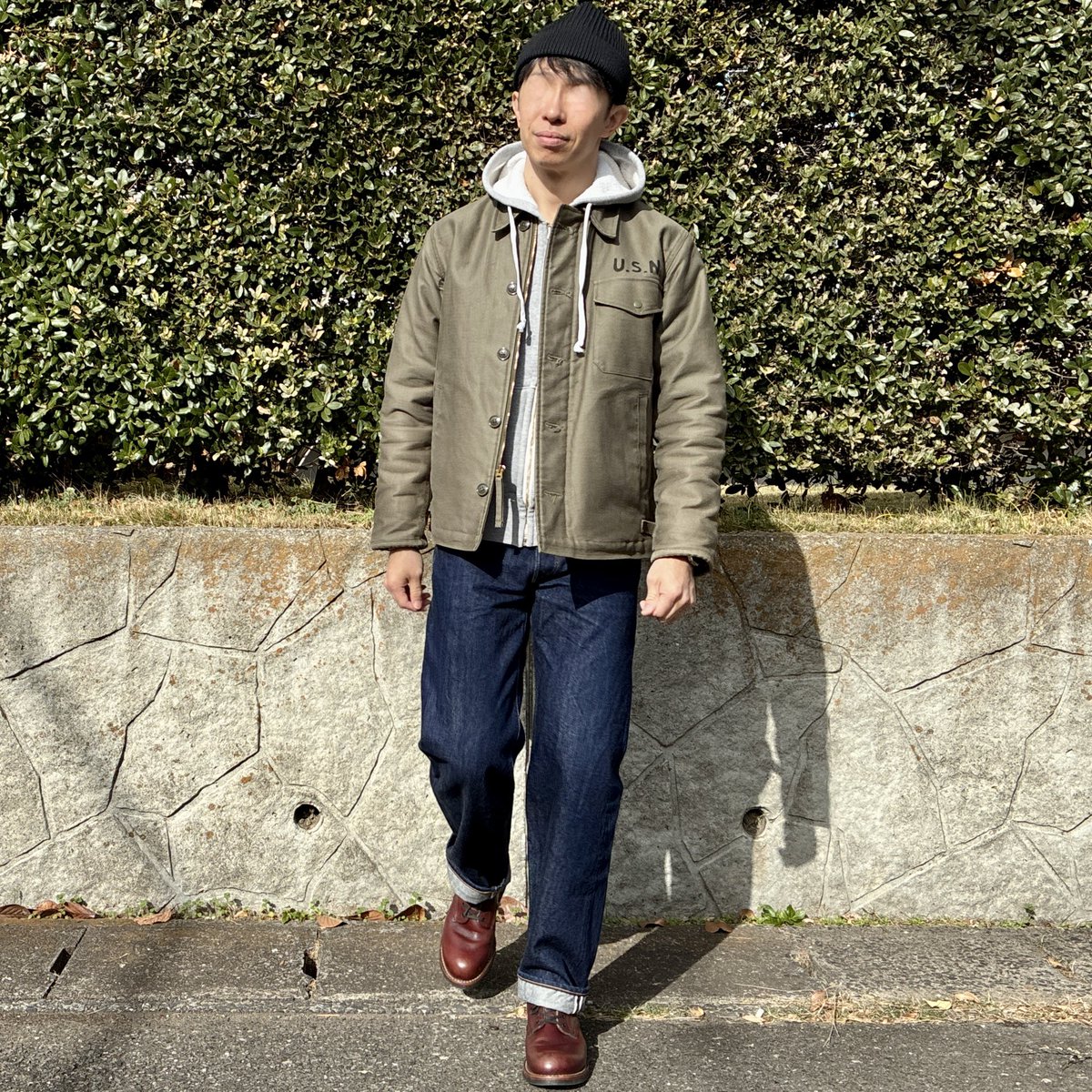 YossiyWear's tweet photo. #redwing #ベックマン9011
ジーンズとパーカーは #JELADO ✨
#andersenandersen のウールニット帽に #リアルマッコイズ の #A2DeckJacket を合わせて冬 #アメカジ な感じに☺️
フルメタル #GSHOCK #gmwb5000 をお供に過ごしています☺️ https://t.co/jZpeQNPTTn