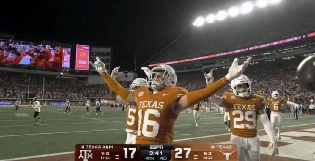 br_betting's tweet image. TEXAS HAS THEIR SIGNATURE WIN

ENDING TEXAS A&amp;amp;M’S PERFECT SEASON..

Should they be in the playoff? 👀