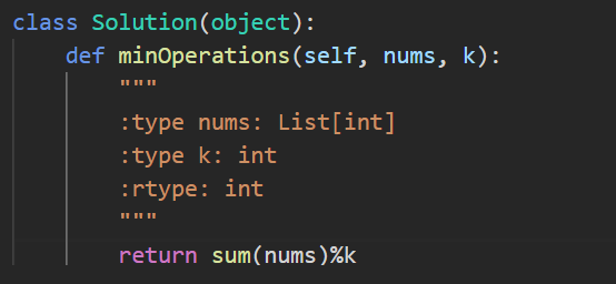 otakuayush_'s tweet image. Simply took the sum and the remainder is the number of operations you we&apos;ll need to do
Very straight forward, the complexity is the best we don&apos;t need to overcomplicate it