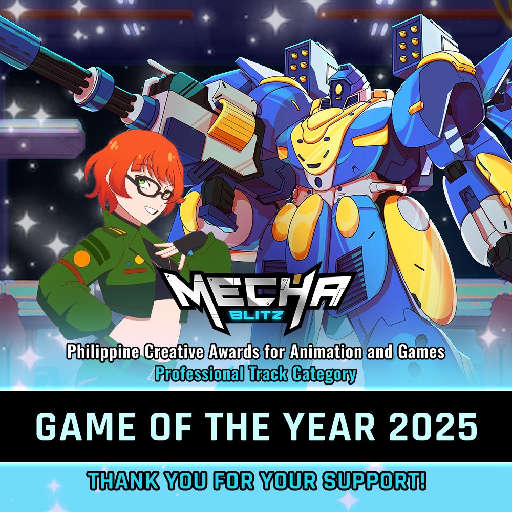 mecha_blitz's tweet photo. Mecha Blitz has just been awarded Game of the Year 2025 by the Philippine Creative Awards for Animation and Games (Professional Track Category)! https://t.co/gqMp7JIovs

Try it and see for yourselves!
#mechablitz #indiegames #Philippines https://t.co/7KhutXIEIo