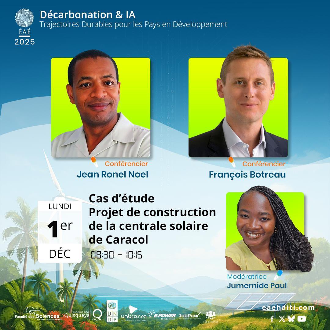 Inscrivez-vous au Colloque international sur la décarbonation et l’Intelligence artificielle dans le secteur énergétique, du 1er au 3 décembre 2025, en mode hybride : à l’Université Quisqueya et en ligne via Zoom. uniq.edu.ht/evenements/col…
#Décarbonation #IntelligenceArtificielle