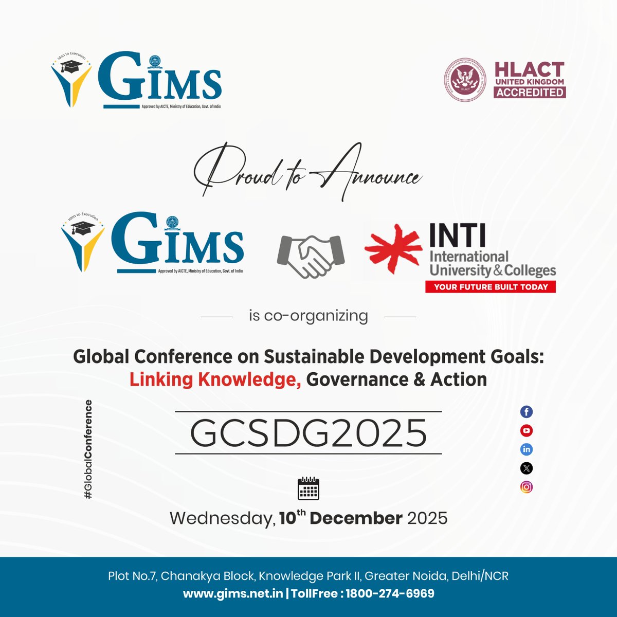 GNIOTCollege's tweet image. GIMS partners with INTI International University for GCSDG2025, a global platform to advance research on sustainable development and governance. 
#GCSDG2025 #GlobalEngagement #SustainableDevelopmentGoals