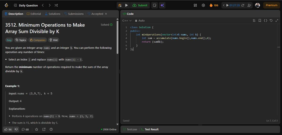 _Shiva_iitp's tweet image. Today&apos;s #Leetcode #POTD 
Solved in 1 min.