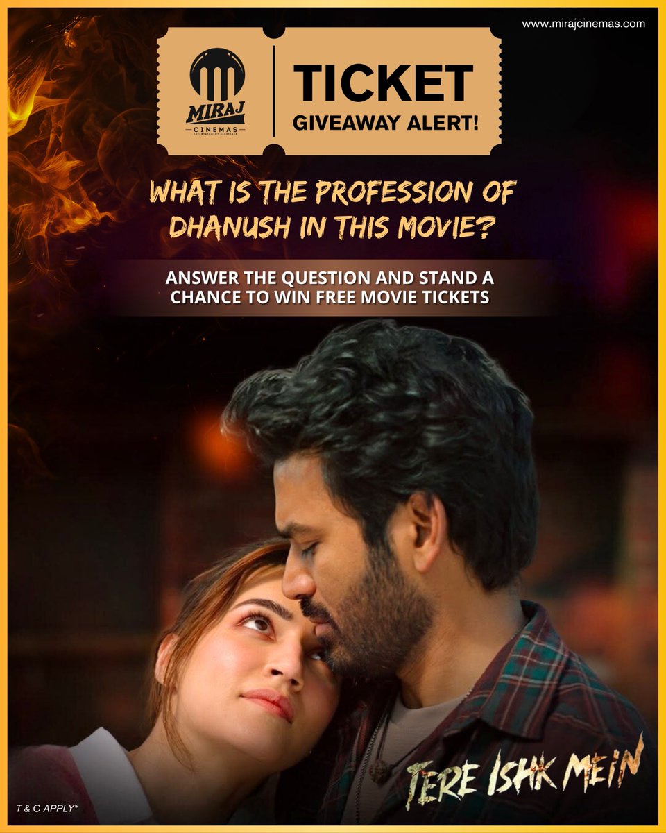 #ContestAlert: Here's your chance to win free movie tickets for Tere Ishk Mein! Simply answer the question correctly in the comments below for a chance to win! 🎁 T&amp;C apply.*

To Enter:
✔ Share your answer and mention your city in the comments below
✔ Follow us