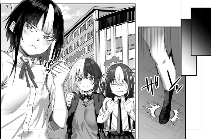 ペンクラで連載中の『ノラギャル』
何か気合いを入れている三人… 