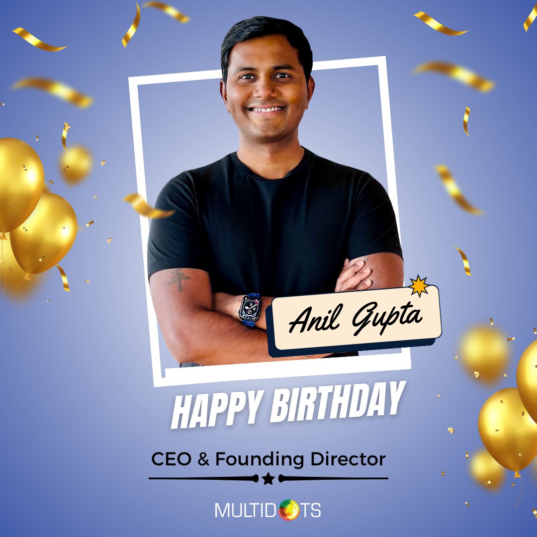 multidots's tweet image. Happy Birthday, @guptaanilg!🎂

Your journey as Co-founder &amp;amp; CEO of Multidots inspires us all.

Your vision, kindness, and empathy-led leadership make you a remarkable leader and human being. 

Wishing you a year filled with joy, good health, and meaningful moments! 🌟