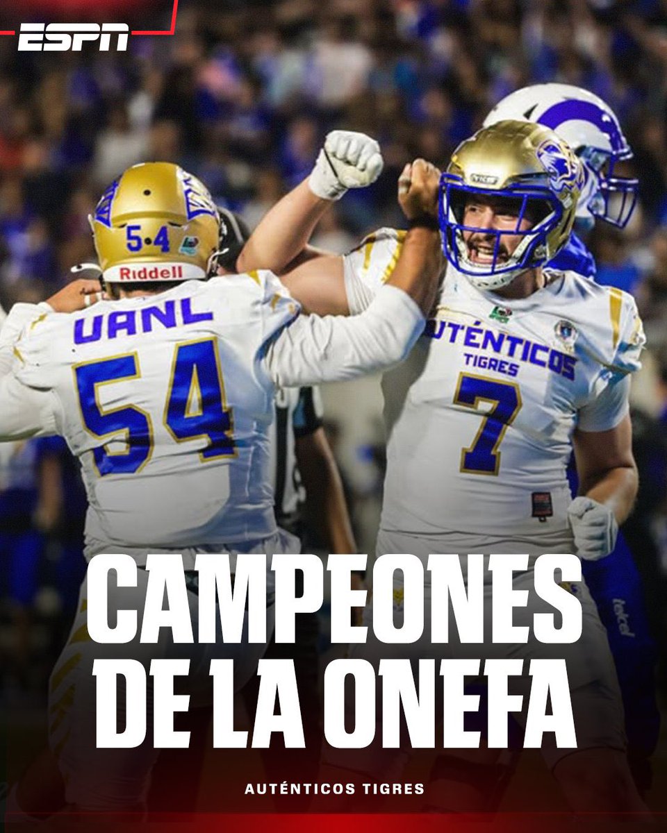 PabloViruega's tweet photo. AUTÉNTICOS TIGRES UANL @UANL_Autenticos 

CAMPEONES #ONEFA #14Grandes 2025 

UANL 33-30 Tec Mty

UN GRA PARTIDO !!! Felicidades!! https://t.co/Wa2whPoIE4
